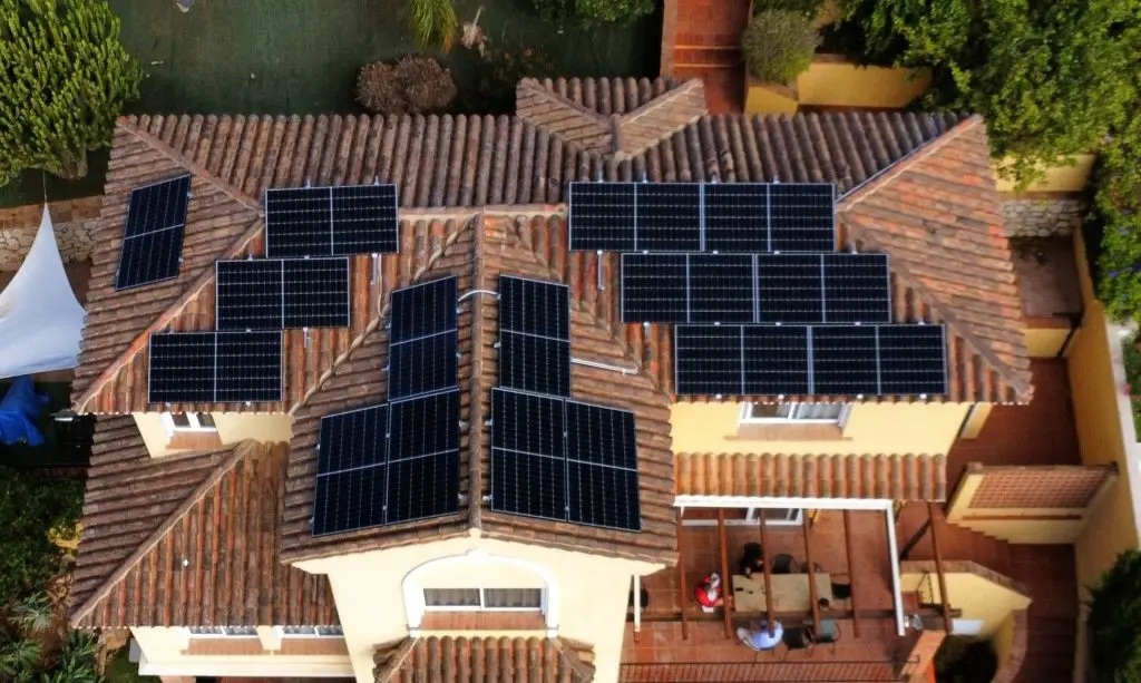 Solar panels on a traditional Andalusian house