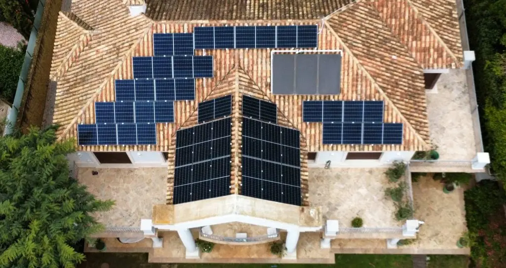 Solar panels on a villa roof in Marbella